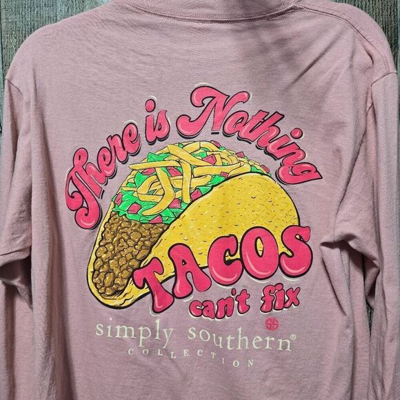 5/$25 Simply Southern Preppy Tacos Can't Fix Long Sleeve T-Shirt - Picture 6 of 7